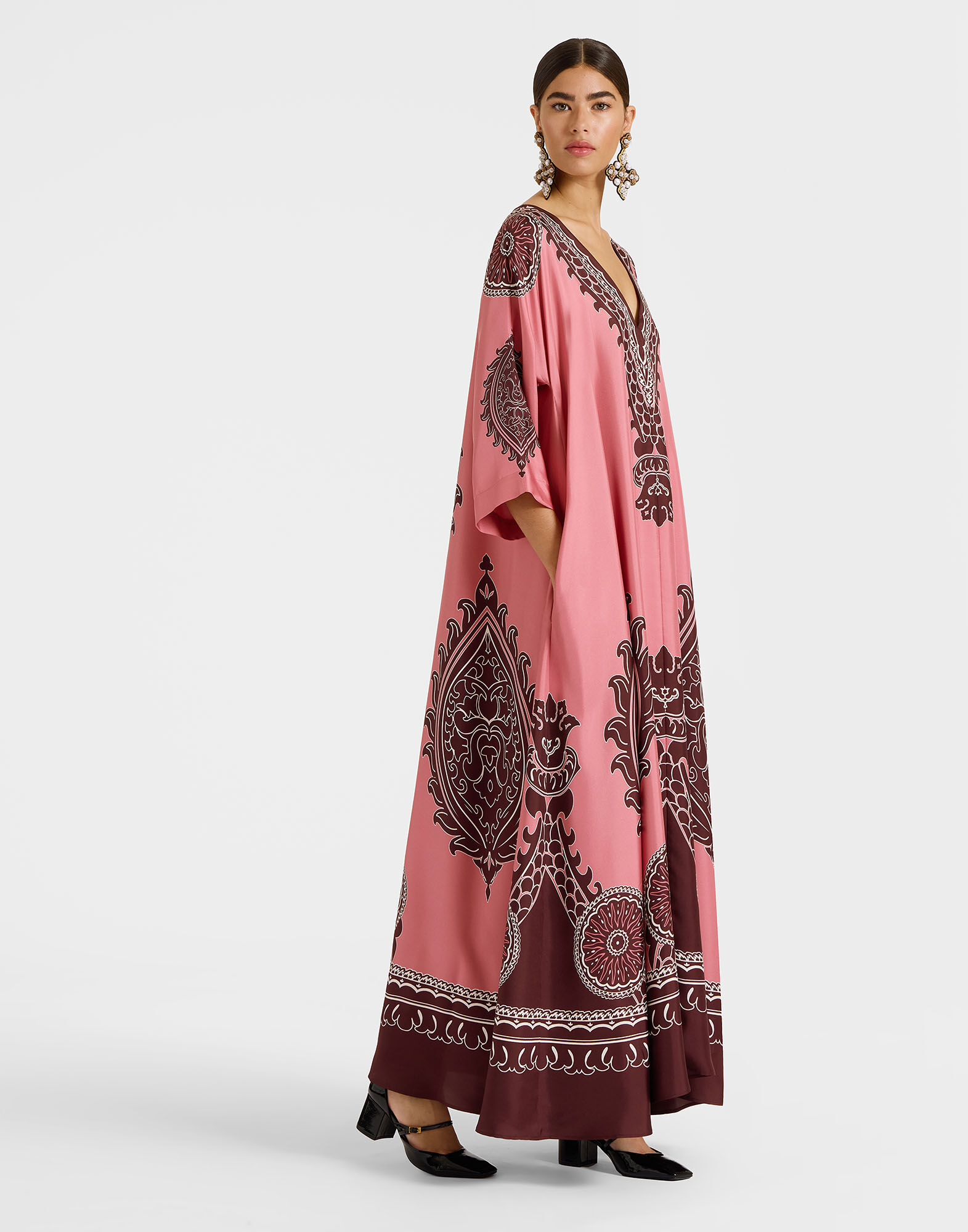 La DoubleJ Muumuu Dress Oltrarno Plac&eacute;e Pink DRE0225SIL006OLT03PI01