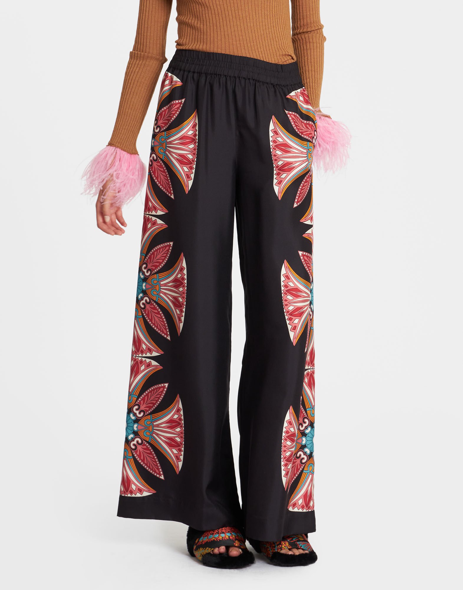 La DoubleJ Palazzo Pants Lotus Plac&eacute;e Pink TRO0026SIL006LOT01PI01