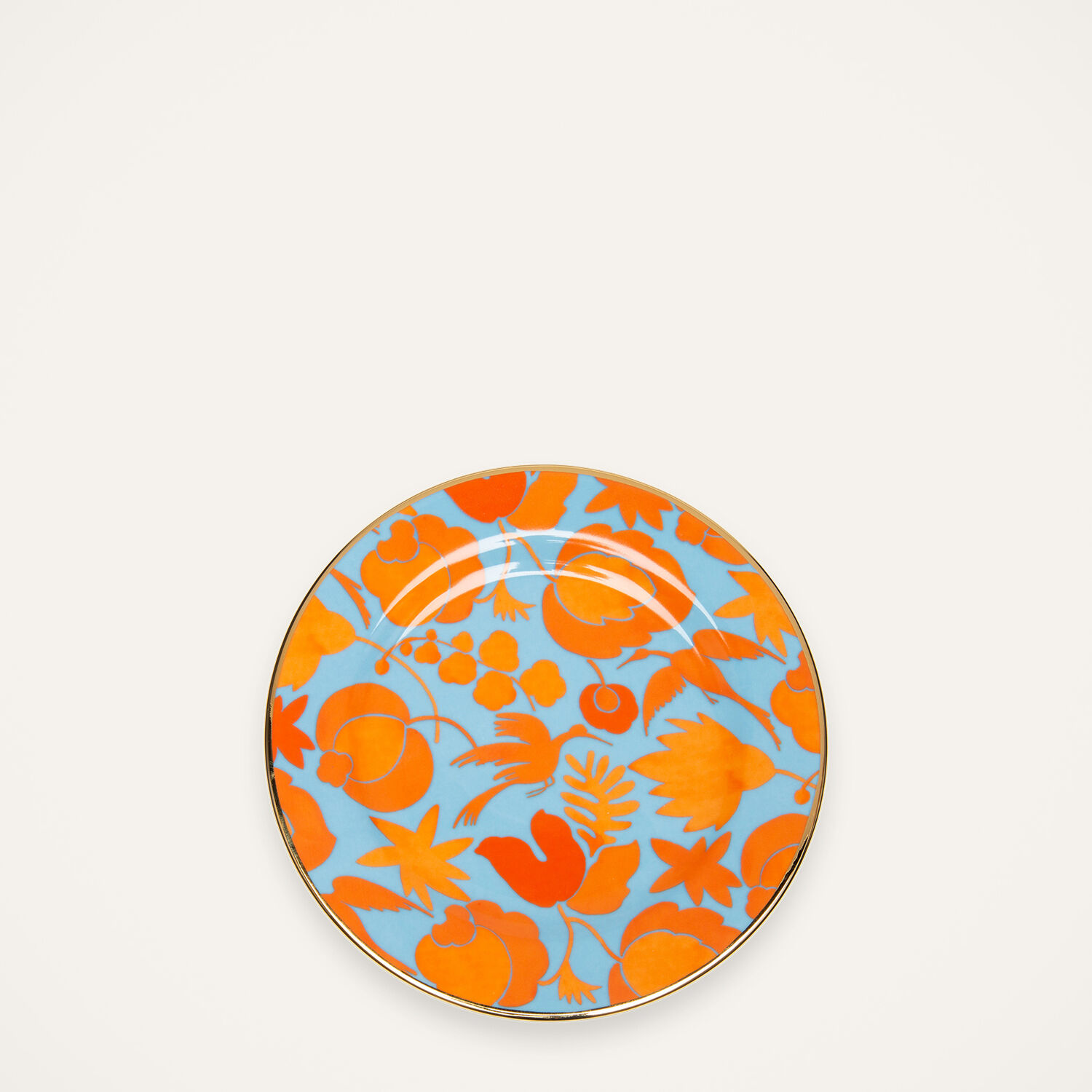  La Doublej Dessert & Side Plates Gend - Dessert Plate Set Of 2 Wildbird Azzurro/arancio One Size 100% Porcelain 