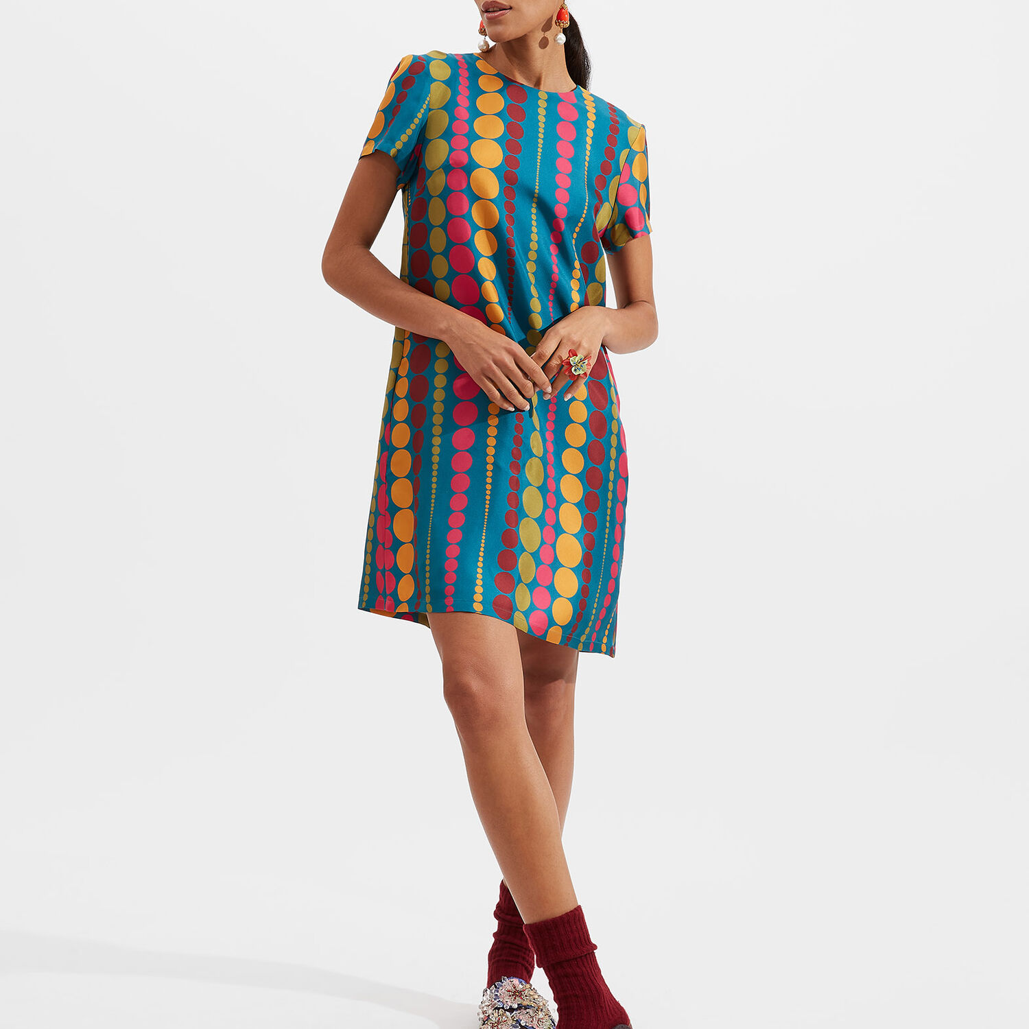 La Doublej Mini Swing Spot-print Dress In Bubbles