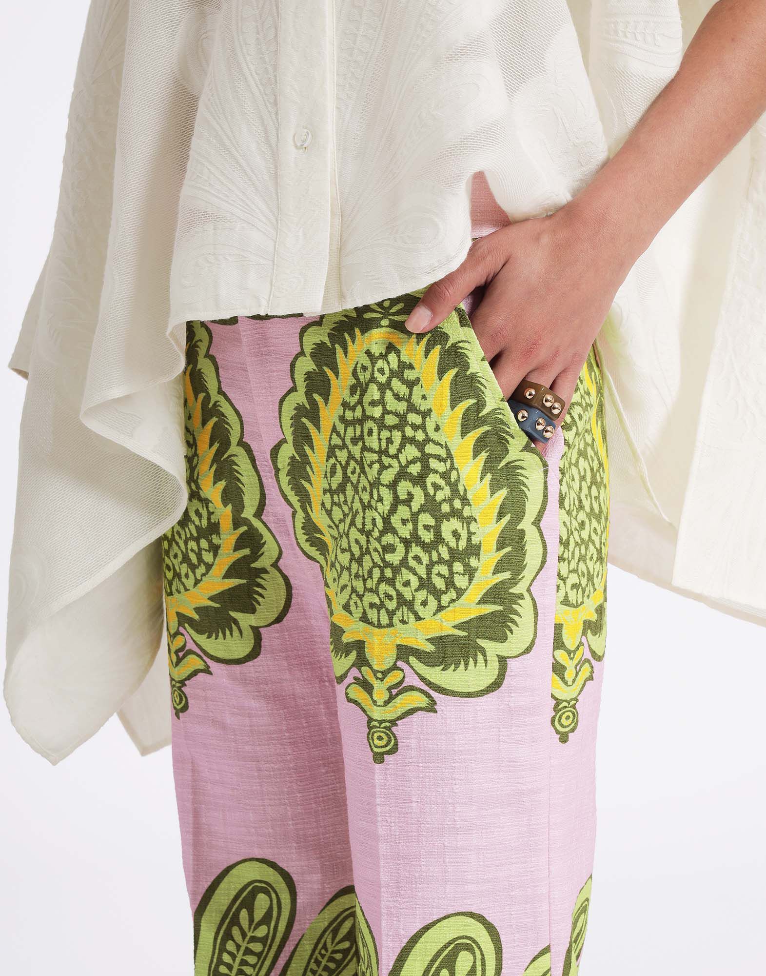 La DoubleJ Hendrix Pants Big Pineapple Pink TRO0014COT005PNP01PI01