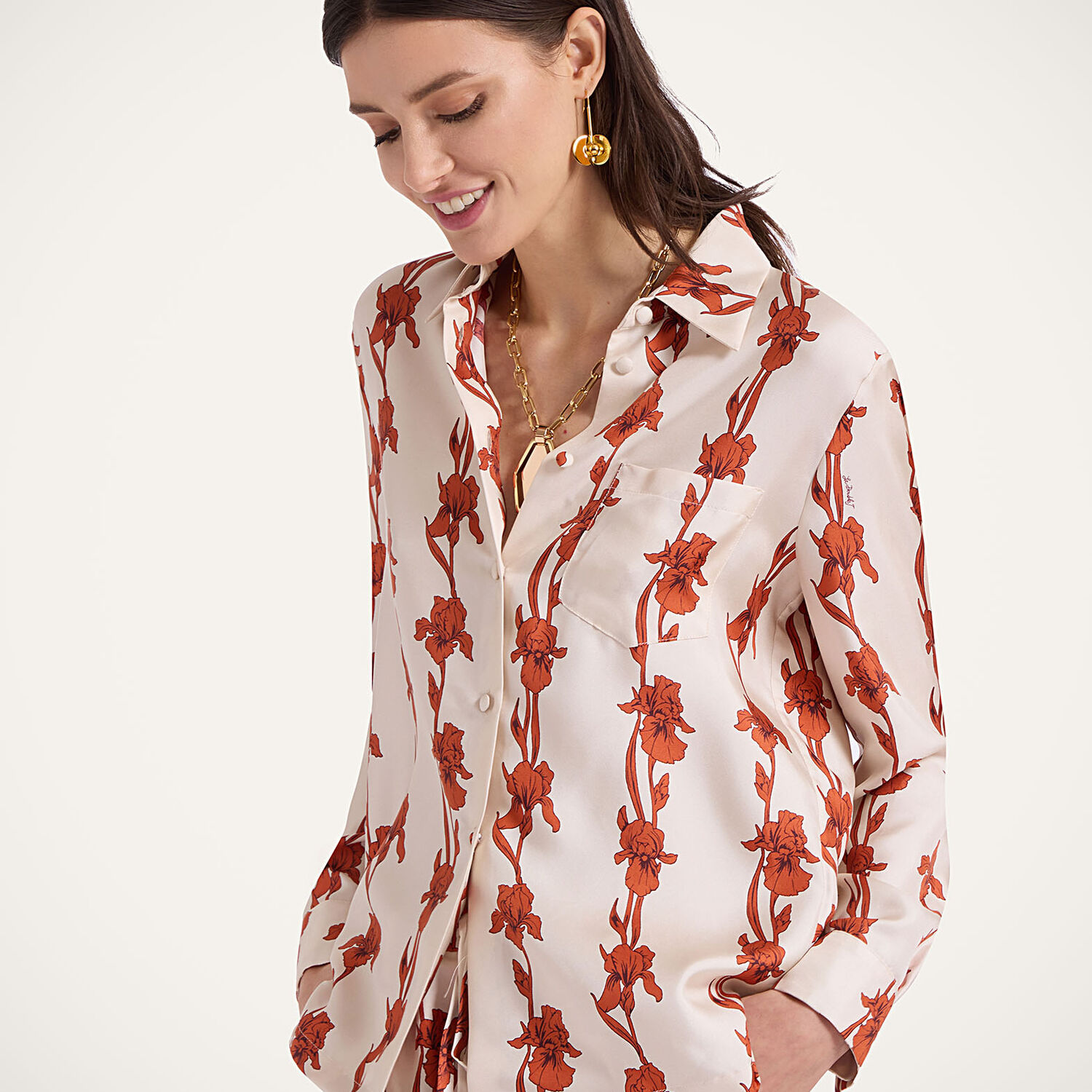 Shop La Doublej Boy Shirt In Mini Iris Dark Orange