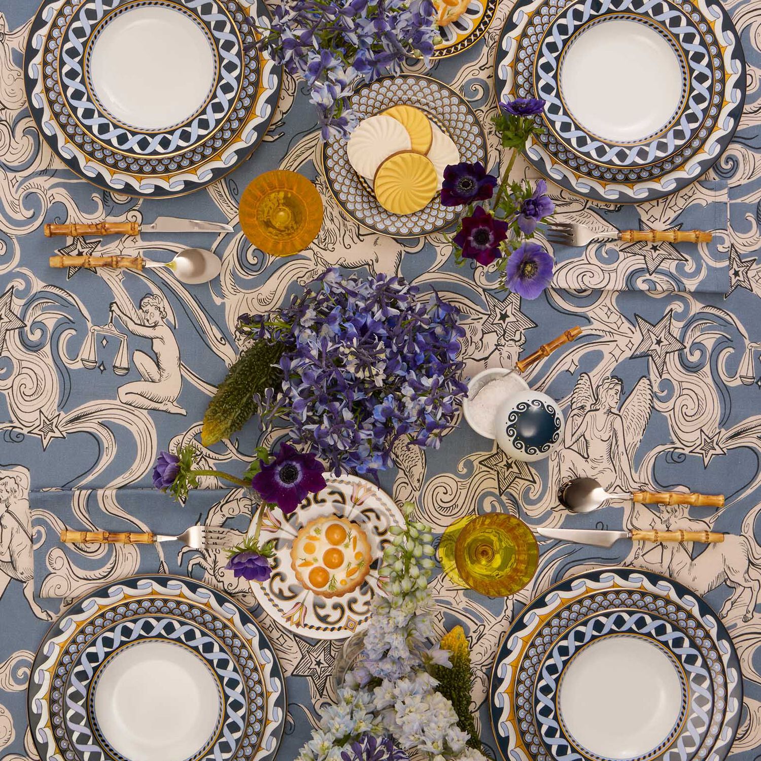 La Doublej Large Tablecloth In Cosmos Light Blue