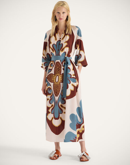 La DoubleJ Midi Cerere Shirt Dress Palazzo Plac&eacute;e Chocolate DRE0925CRE001PAL08BR07