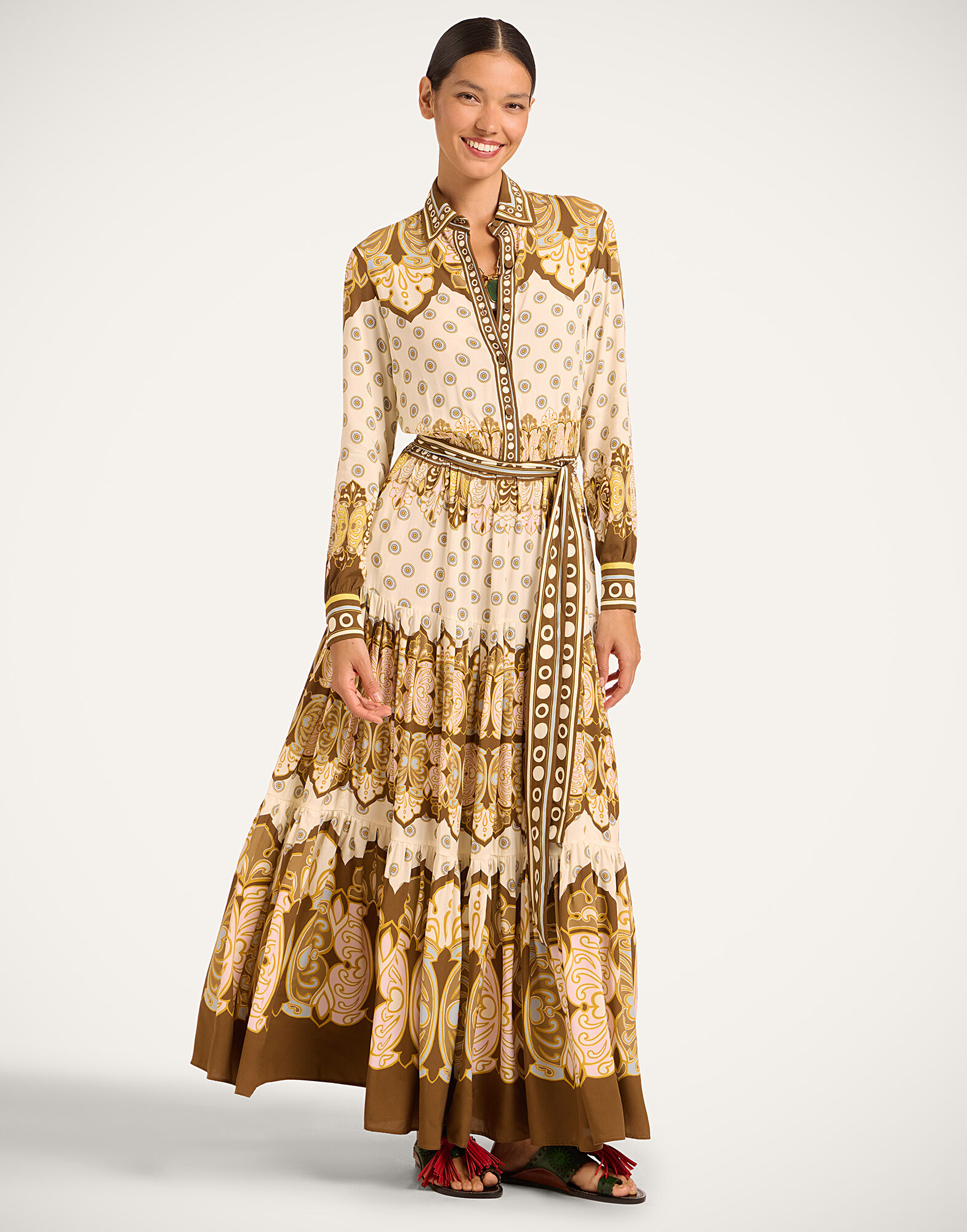 La DoubleJ Bellini Dress Cocoon Plac&eacute;e Brown DRE1108VIS033COC02BR02