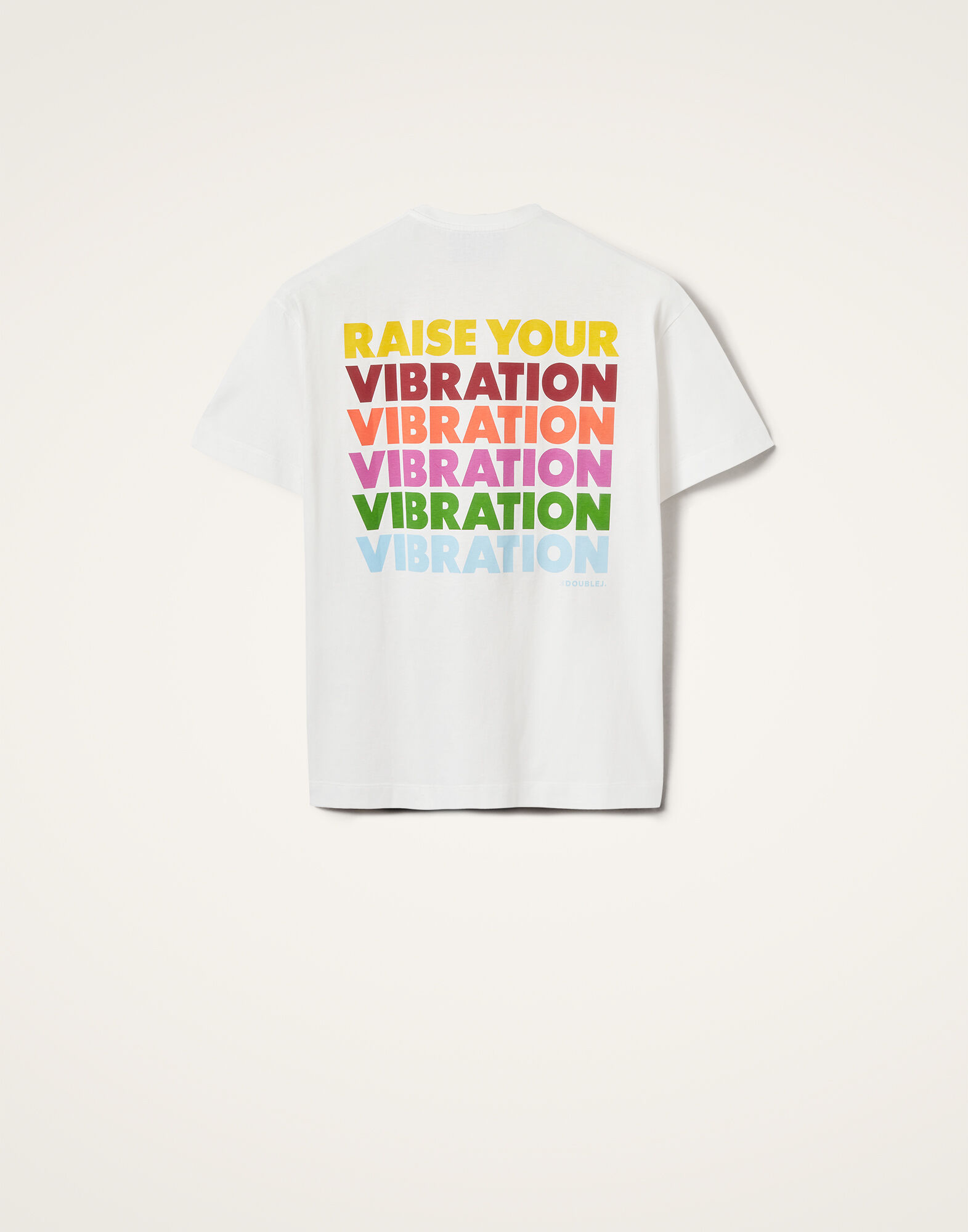 La DoubleJ Raise Your Vibration T-Shirt Solid Print TSH0020JER032SOP04WH05