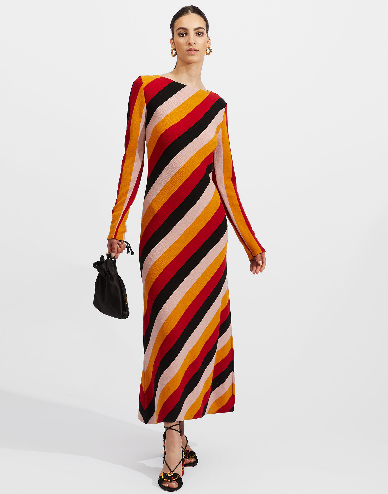 La DoubleJ Knit Swing Dress Black Stripes DRE0393KNI050VAR0085