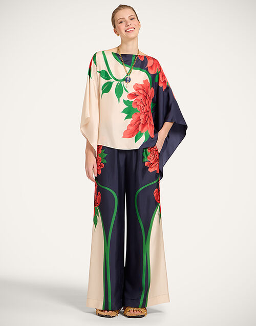 La DoubleJ Palazzo Pants Queen Peony Plac&eacute;e Blue TRO0026SIL001QPE02BU03