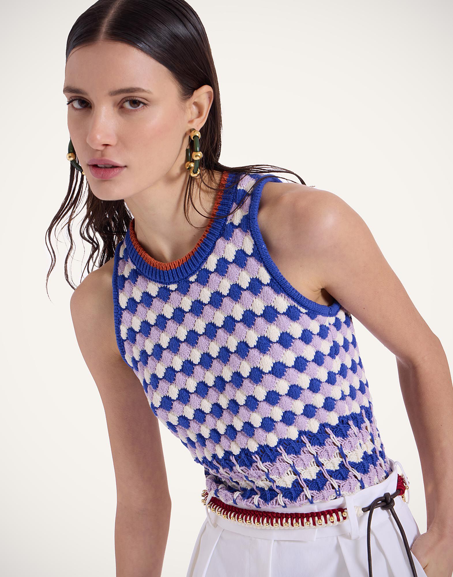 La DoubleJ Perry Street Top Multicolor Violet & Blue PUL0257KNI149VA339MU01