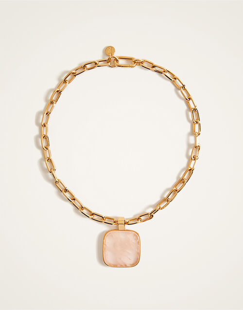 La DoubleJ Soul Pendant Necklace 24k Gold Plate & Pink Quartz NEC0017BRA003STO02YE05