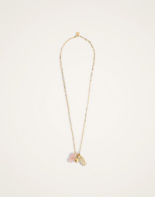 La DoubleJ Protection Charm Necklace La DoubleJ Protection Charm Necklace 24k Gold Plate & Pink Quartz NEC0027BRA003STO02YE05