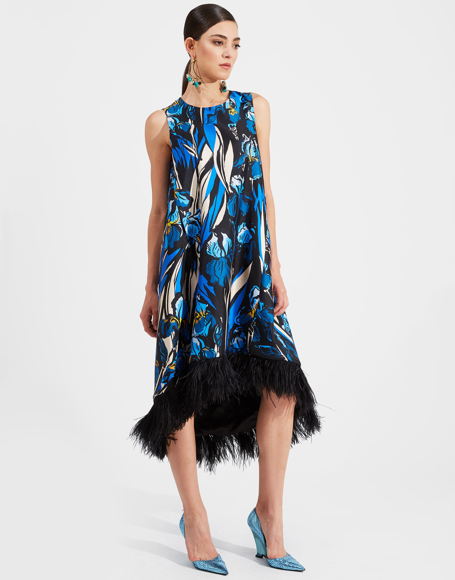 LaDoubleJ La Scala High Dress (With Feathers) Iris DRE0211SIL001IRI0001