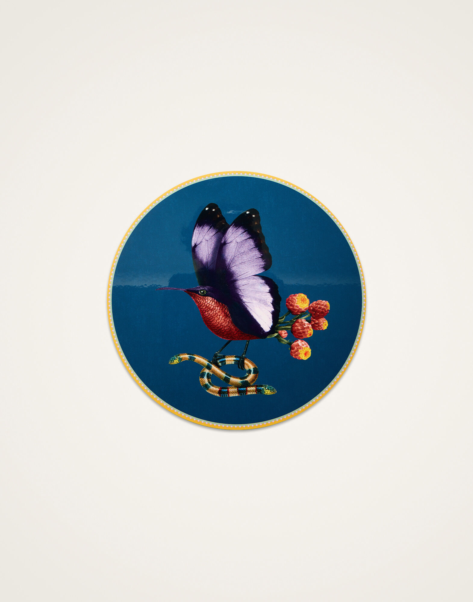 La DoubleJ Disk Placemat Butterbird Navy PMT0016CRK001BTB01BU06
