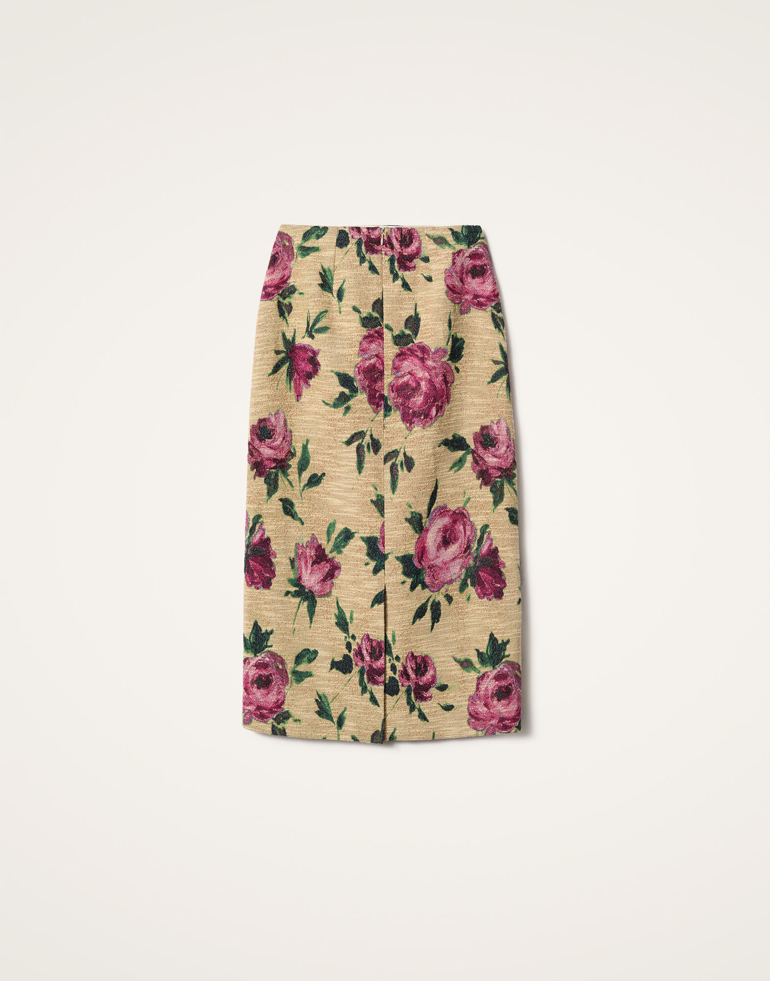 La DoubleJ Pencil Skirt Roses Light Beige SKI0011COT069ROS06BR01