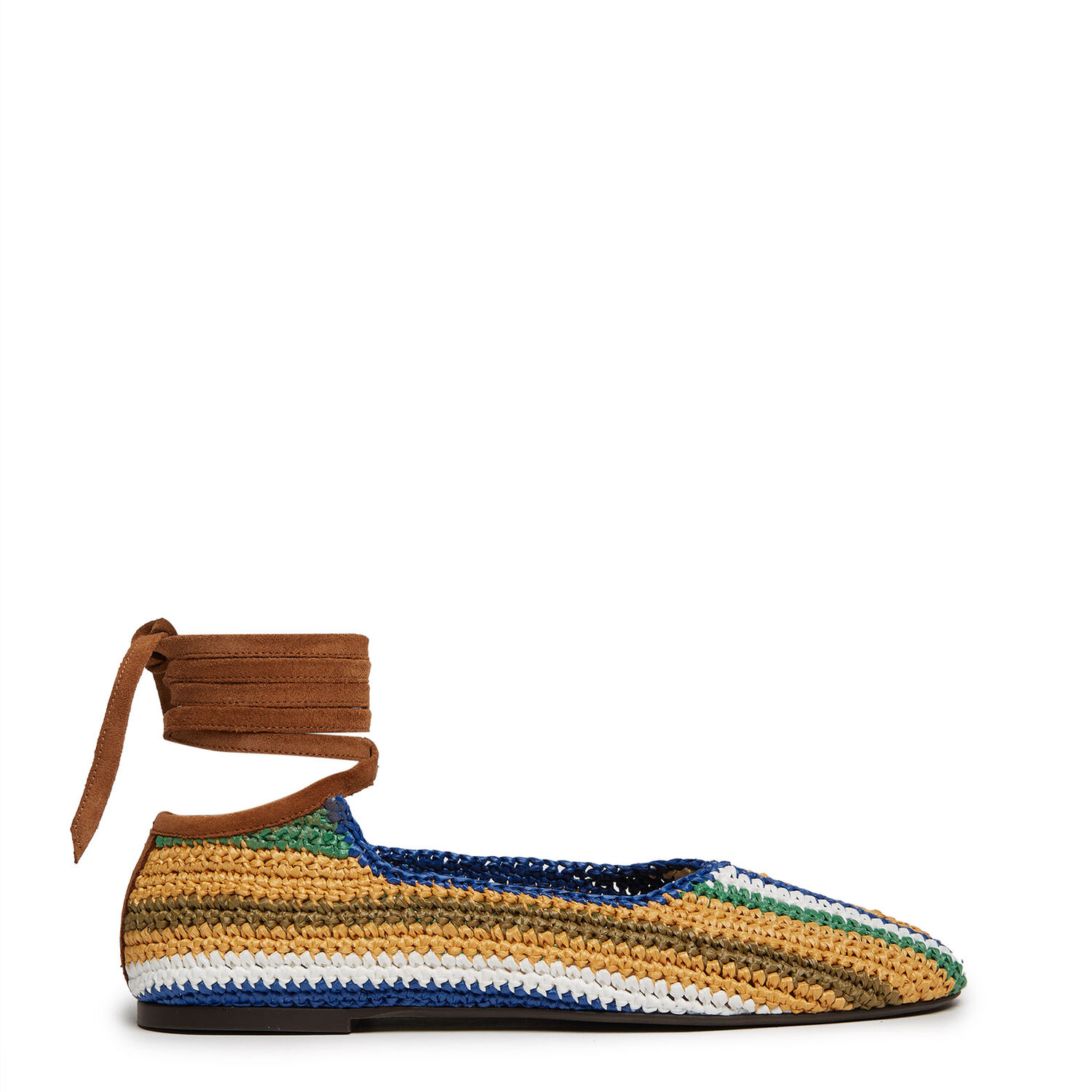 Shop La Doublej Ballerina Flats In Multicolor Blu