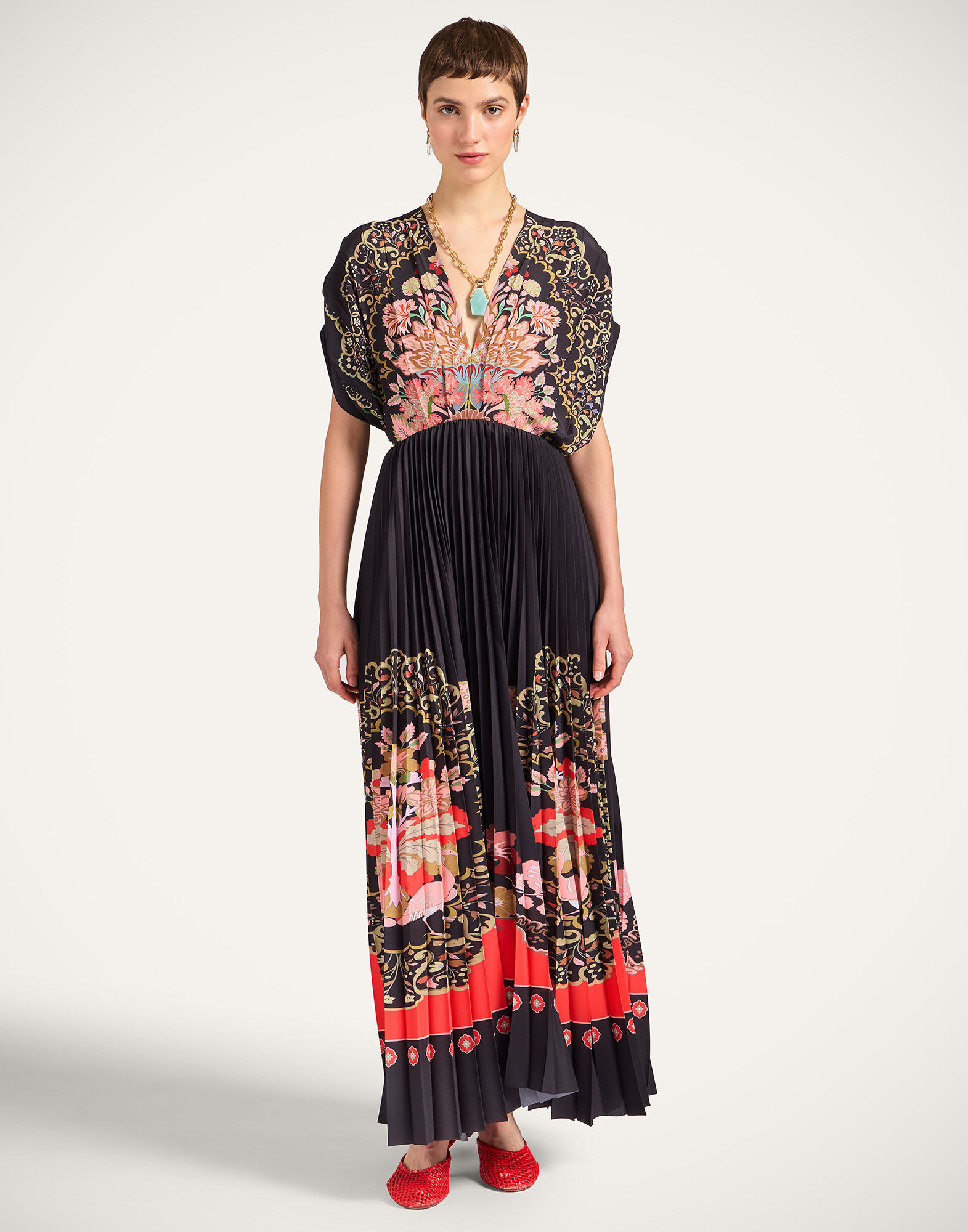 La DoubleJ Accordion Dress Cornucopia Plac&eacute;e Black DRE0991CHF007CRN03BL01