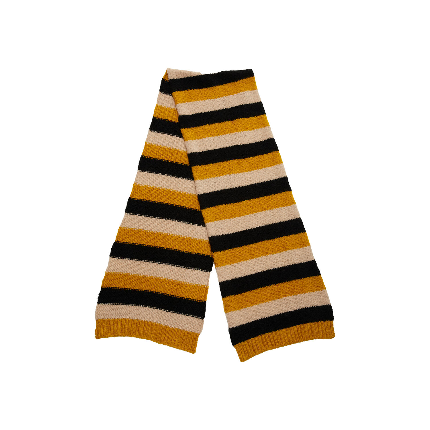 La Doublej Stripe-pattern Knitted Scarf In Cammello-nero-giallo