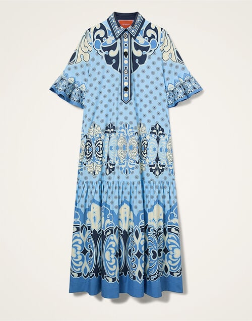 La DoubleJ Artemis Dress Cocoon Plac&eacute;e Blue DRE0201COT097COC02BU03