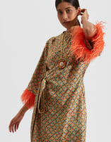 La DoubleJ Boudoir Dress (With Feathers) La DoubleJ Boudoir Dress (With Feathers) Puzzle Bordeaux DRE0301SIL001PUZ0001