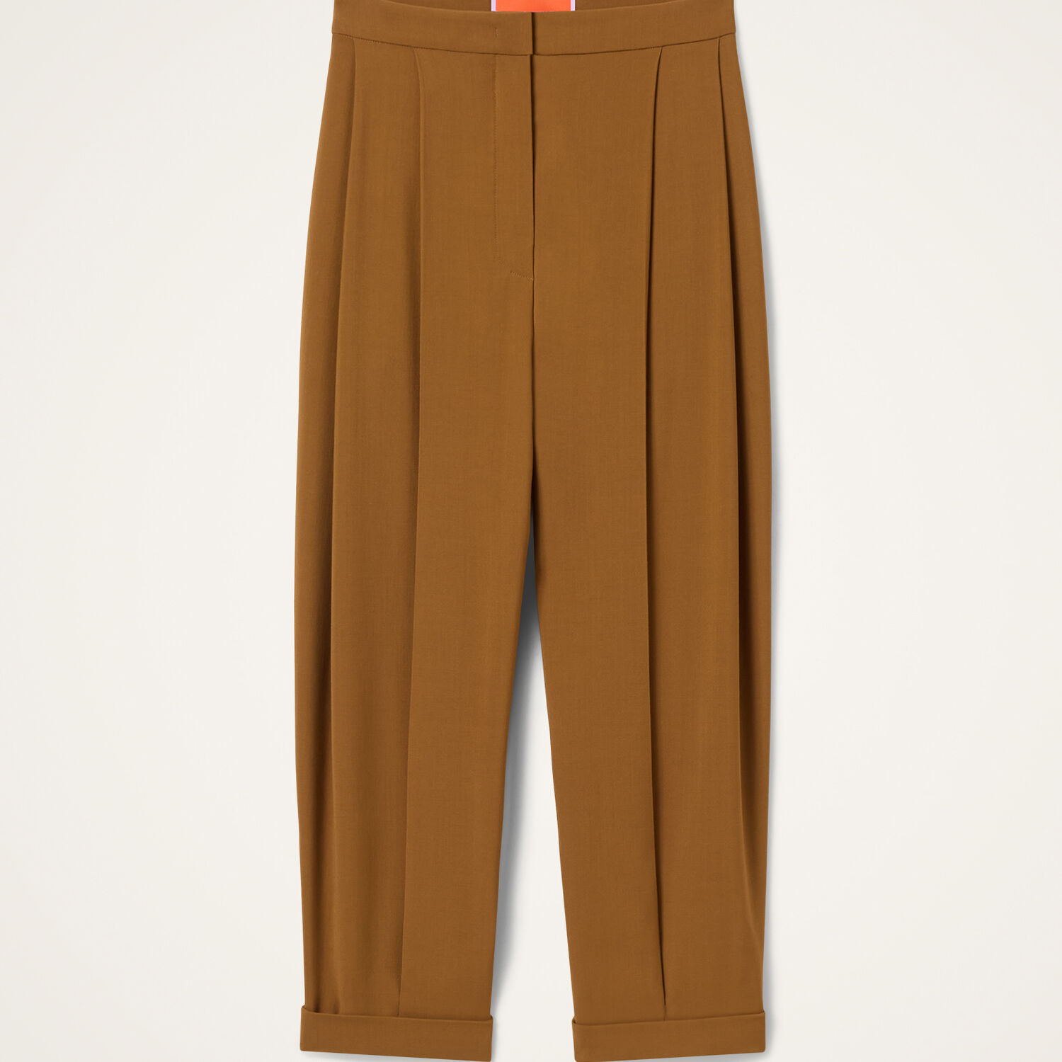 La Doublej Pleated Pants In Solid Tobacco
