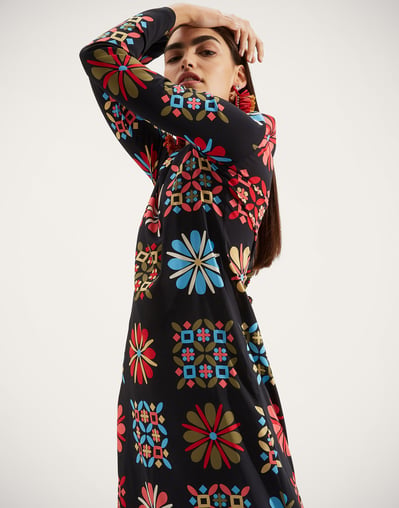 Long Sleeve Swing Dress in Vetrata Grande for Women | La DoubleJ Long Sleeve Swing Dress in Vetrata Grande for Women | La DoubleJ