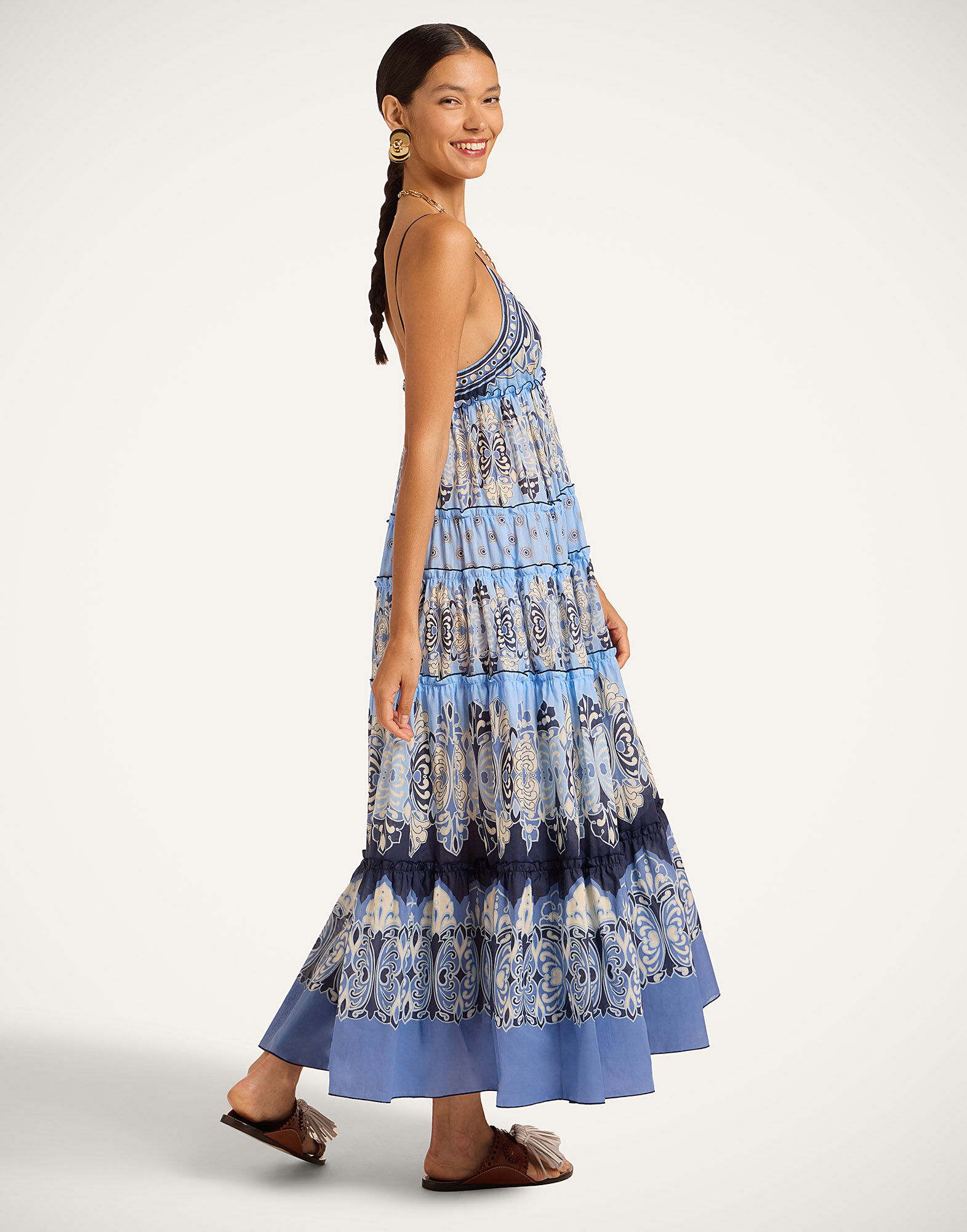 La DoubleJ Nymph Dress Cocoon Plac&eacute;e Blue DRE1105COT093COC02BU03