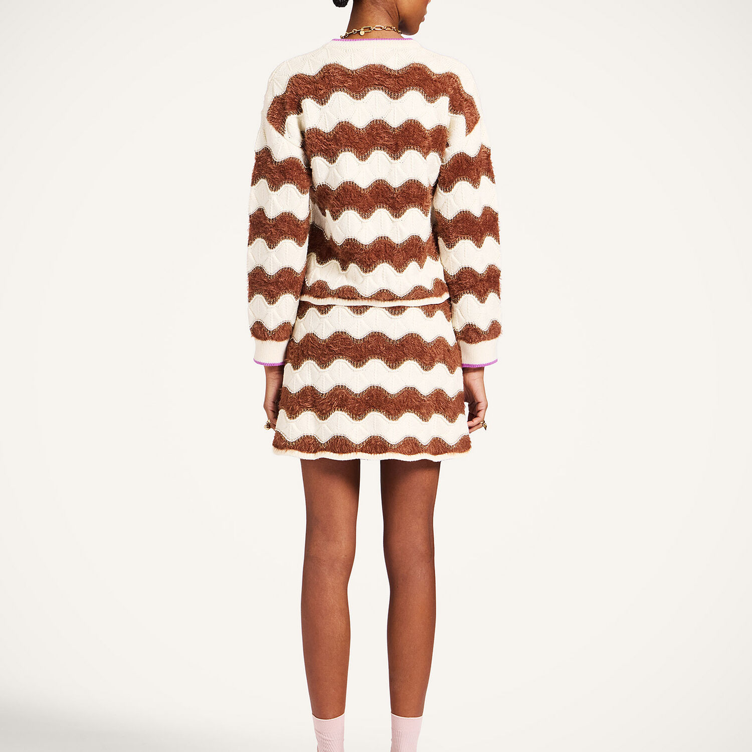  La Doublej Skirts Women - Hang Ten Skirt Color Block White & Brown L 53% Wool 31% Polyamide 11% Viscose 3% Polyester 2% Metal Fiber 