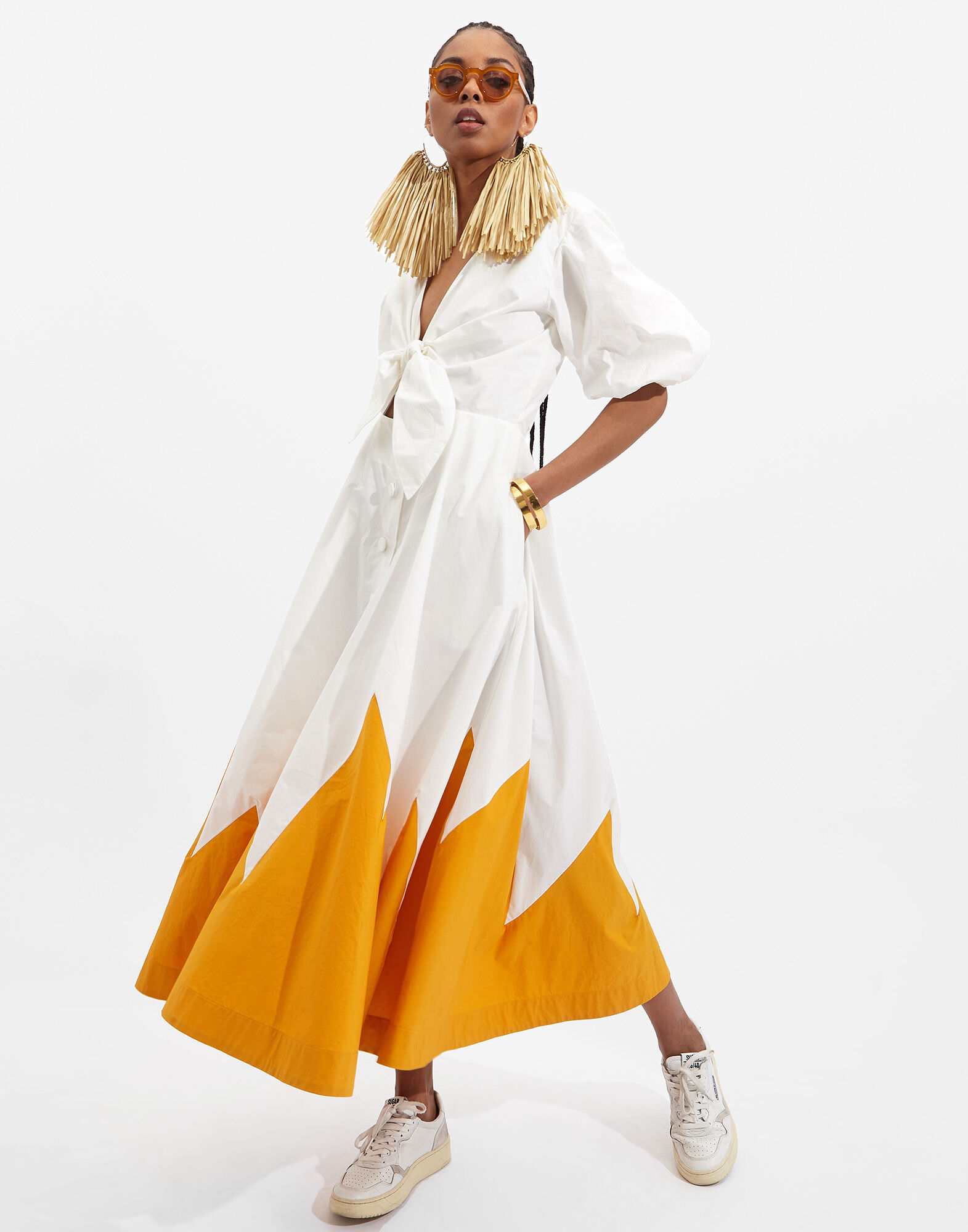 La DoubleJ Peek-A-Boo Dress Solid White Smoke DRE0318COT001AVO0004