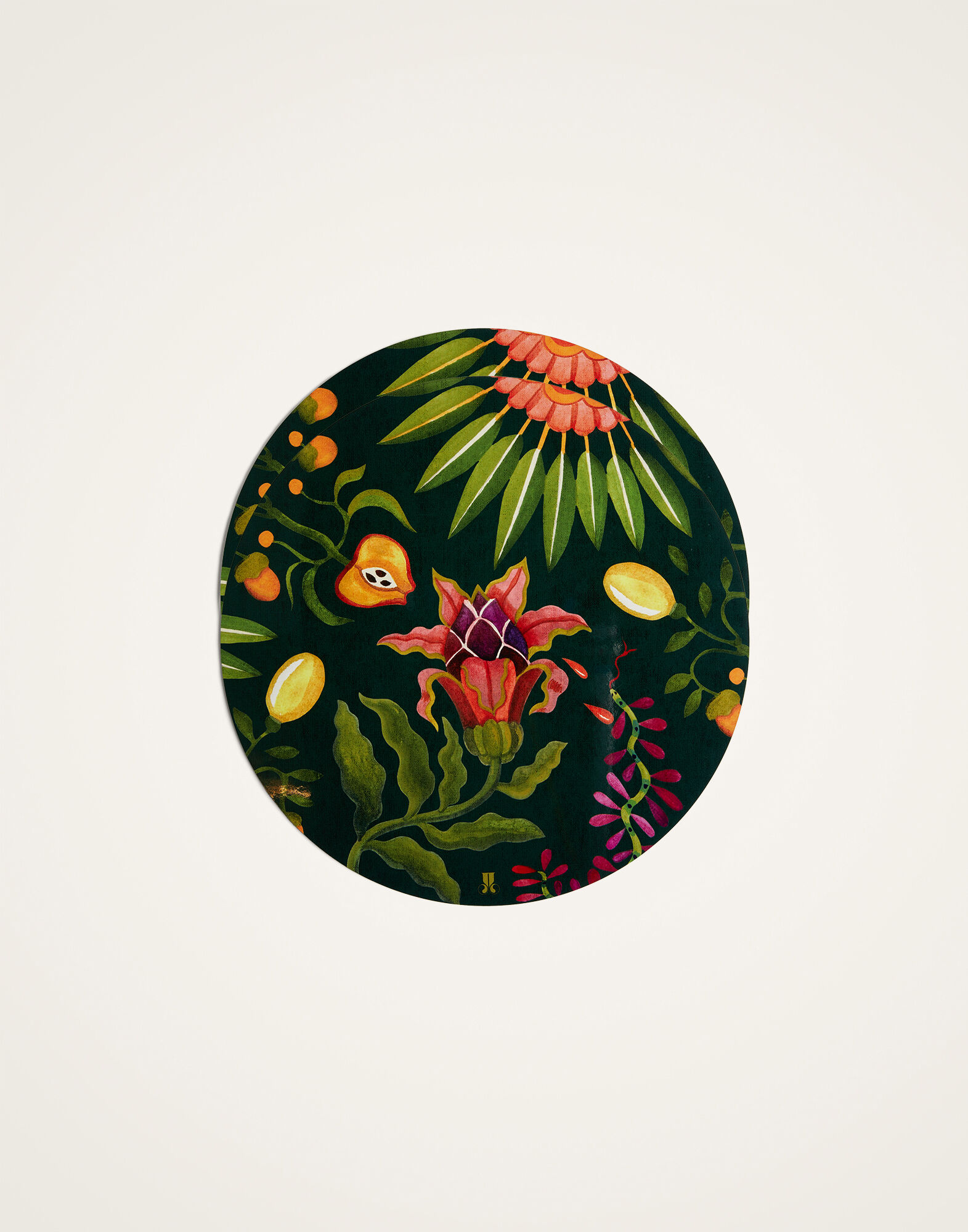 La DoubleJ Disk Placemats Set Of 2 Dragonfruit Dark Green PMT0032CRK001HLE05GR03