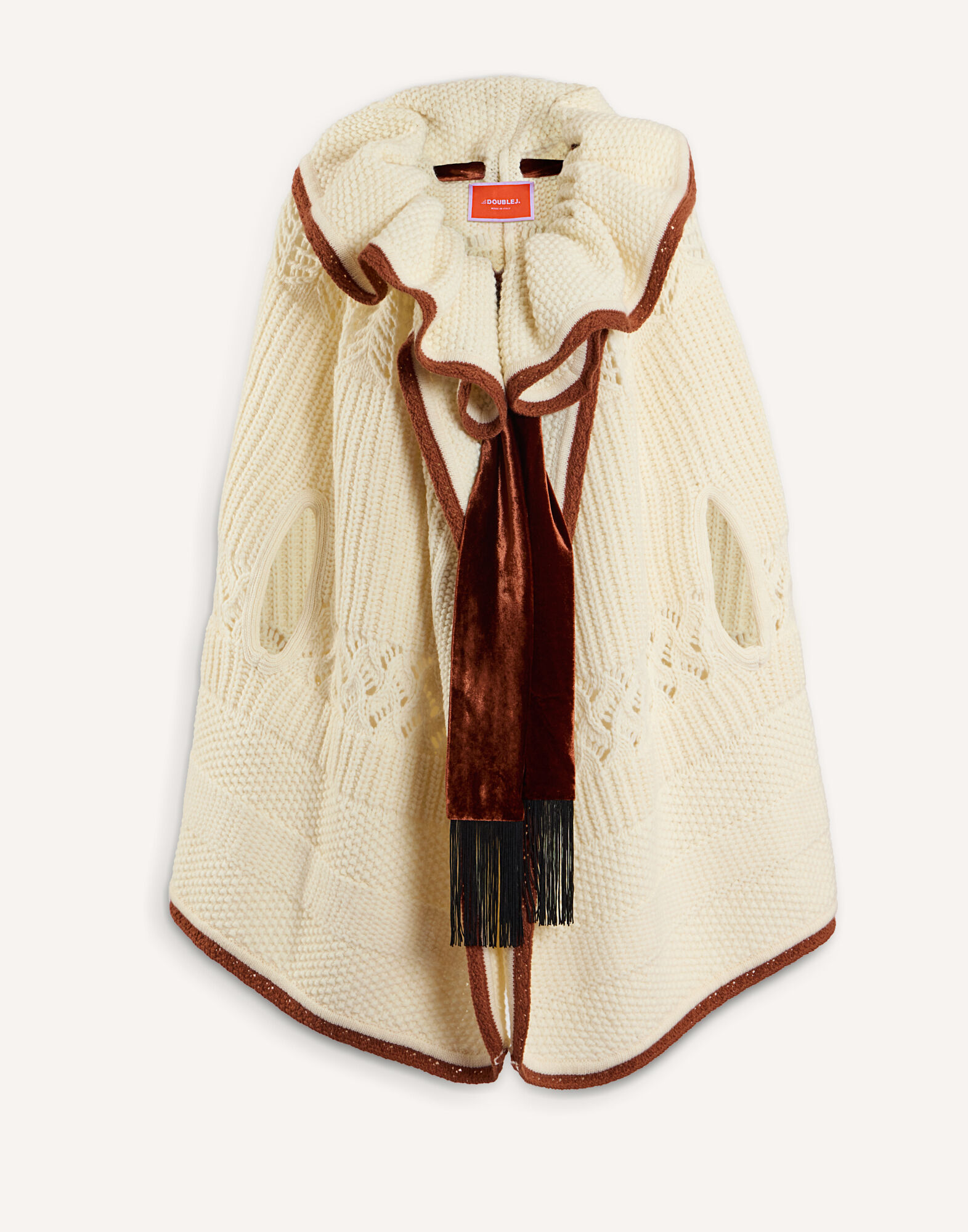 La DoubleJ The Weaver Long Cape Solid White SCA0110KNI217SOLIDWH01