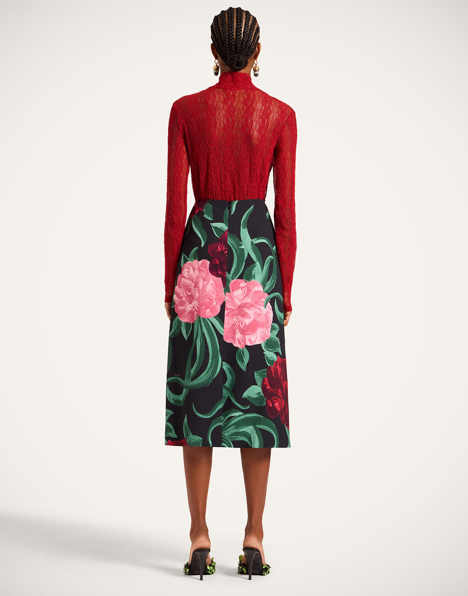 La DoubleJ Pencil Skirt Peony Black SKI0011SAB001PEO05BL01