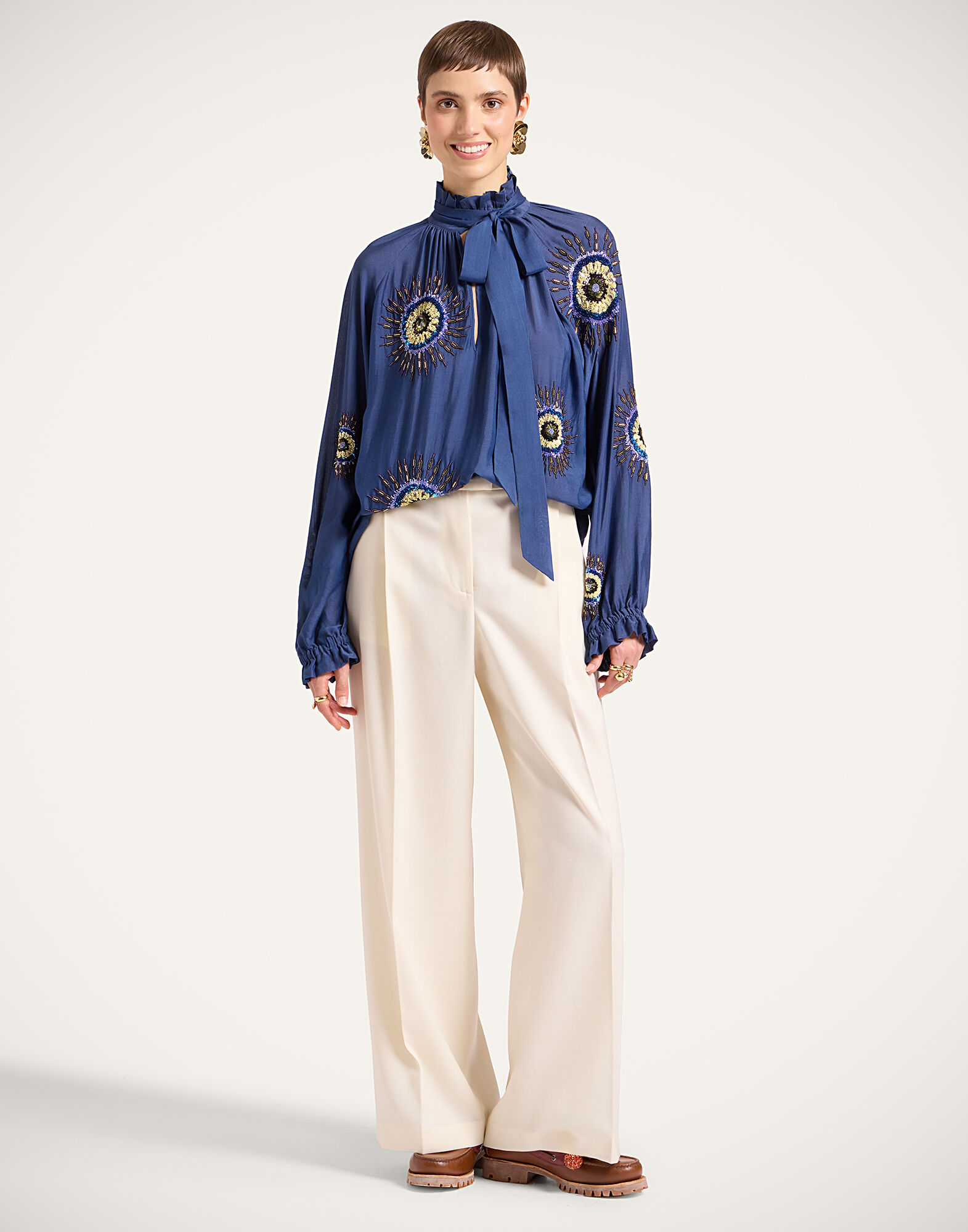 La DoubleJ Cerere Blouse Solid Navy SHI0158COT087THI03BU06