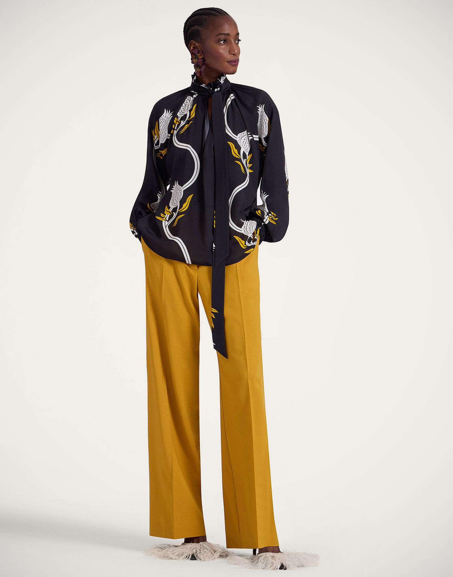 La DoubleJ Cerere Blouse Melograno Black & White SHI0120VIS019MEL01BL03