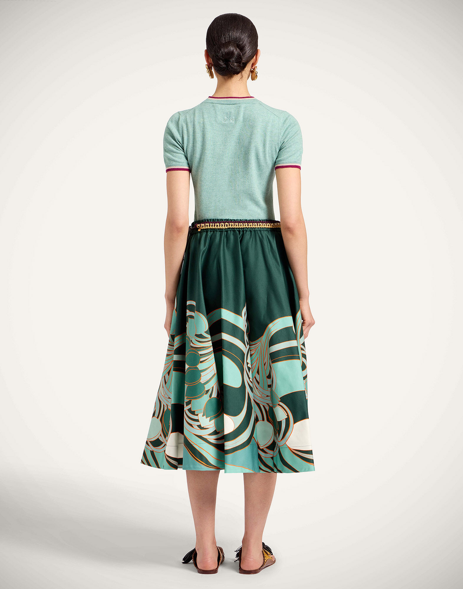 La DoubleJ Ballerina Skirt Blooming Tulip Plac&eacute;e Dark Green SKI0199COT094BTU01GR03