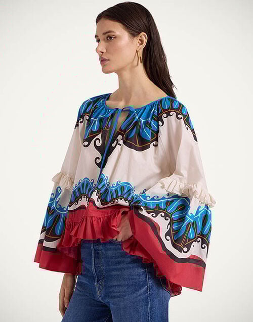 La DoubleJ Boho Blouse La DoubleJ Boho Blouse Pacific Placée Blue Petrol TOP0132COT003PCF03BU05