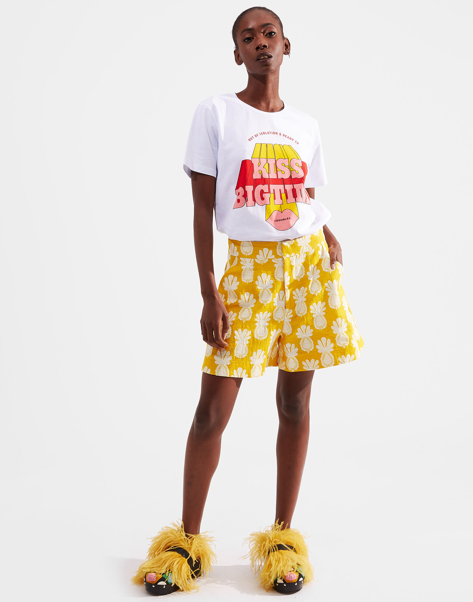 LaDoubleJ Slogan T-shirt Kiss Big Time SHI0031JER010SLO0001