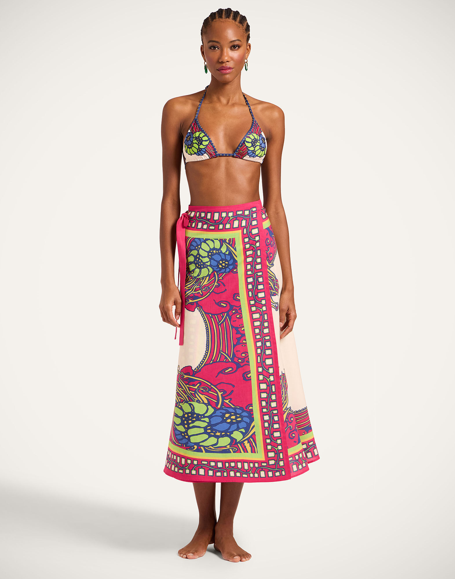 La DoubleJ Sarong Skirt Lemuria Plac&eacute;e Pink SKI0122COT056LEM02PI01