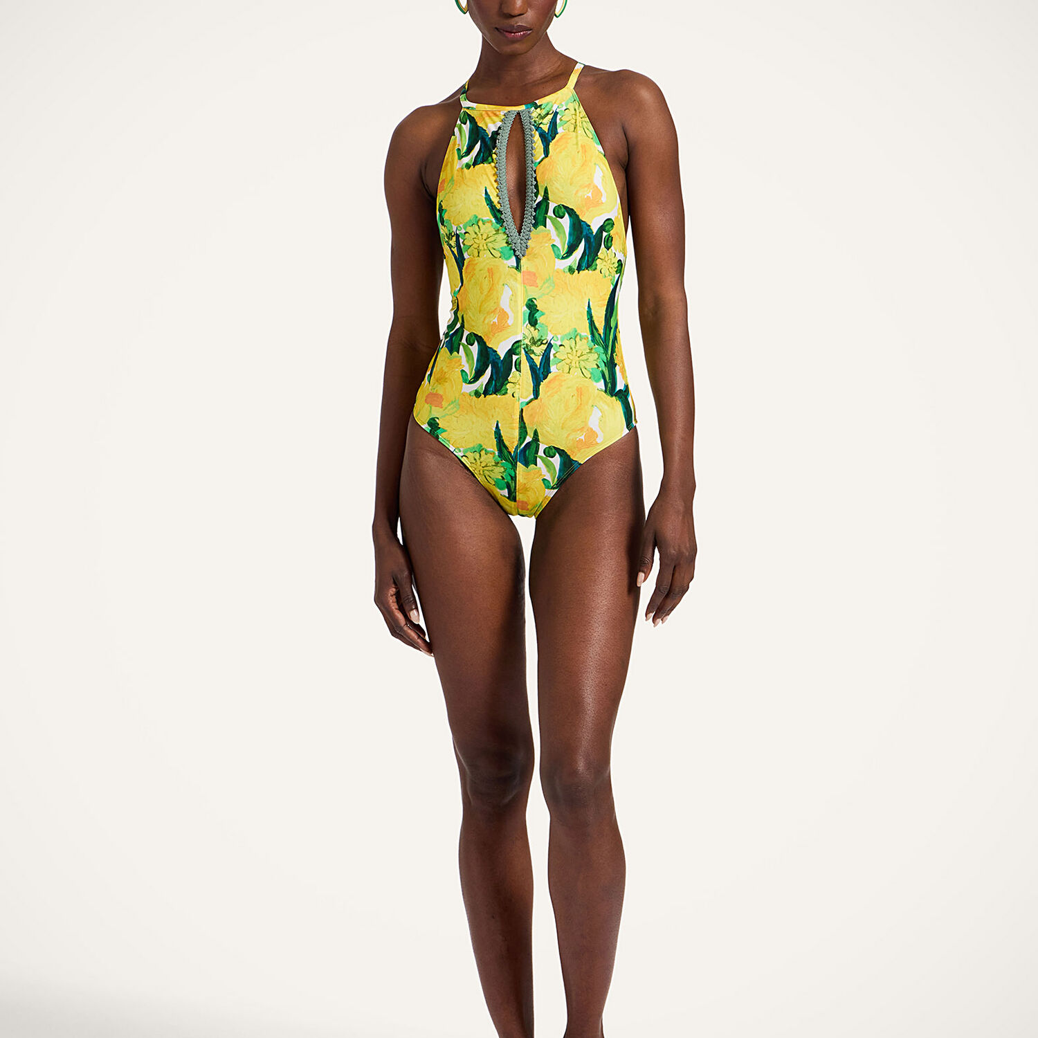 La Doublej Floral-print Halter Swimsuit
