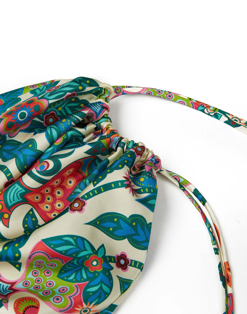 LaDoubleJ Silk Sack Bag LaDoubleJ Silk Sack Bag Tree Of Life Bianco BAG0023SIL001TFL0001