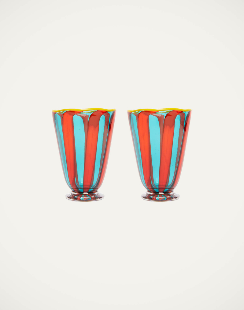 La DoubleJ Rainbow Glasses Set Of 2 (Ridged) La DoubleJ Rainbow Glasses Set Of 2 (Ridged) Red/Blue GLA0023MUR001MUL0041