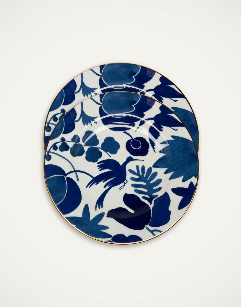 La DoubleJ Dinner Plates Set Of 2 La DoubleJ Dinner Plates Set Of 2 Wildbird Blue DIN0002CER001BIR01BU03