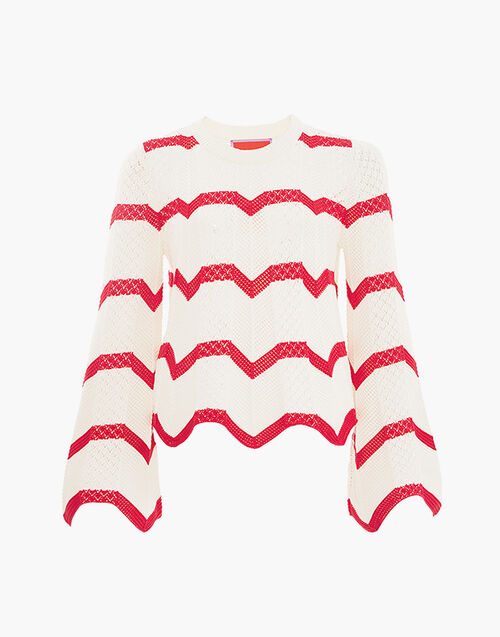La DoubleJ Chevron Crop Sweater Red PUL0146KNI084VA170RE01