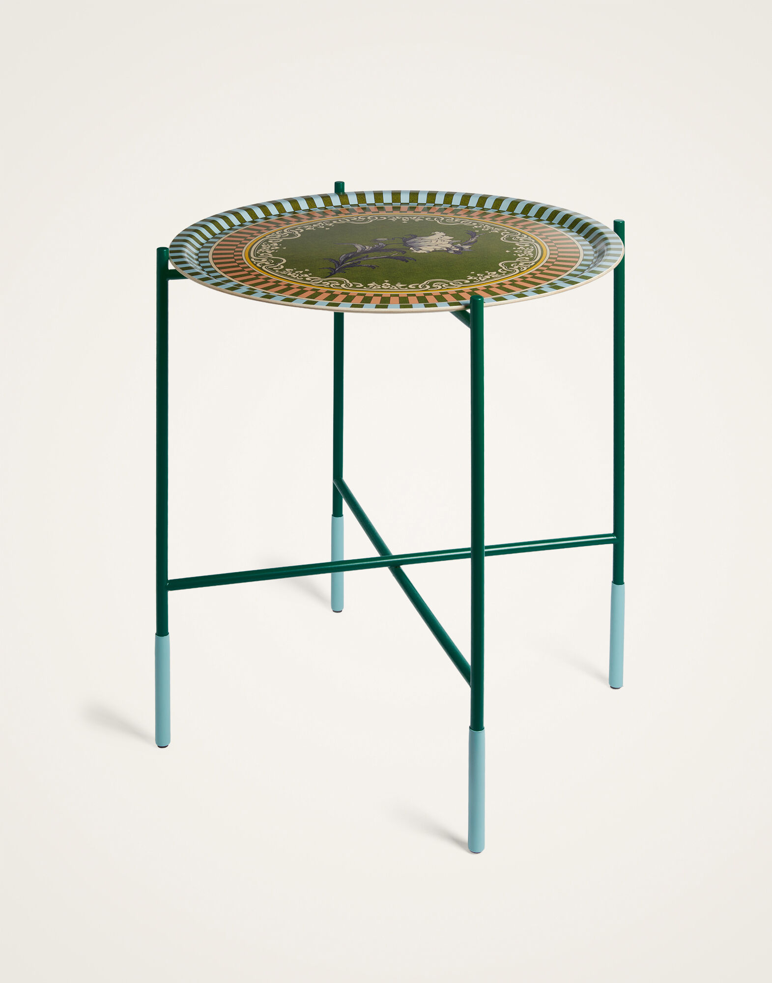 La DoubleJ Large Round Printed Tray Nymph Bloom Fiesole Green TRA0006WOD001NYB01GR16