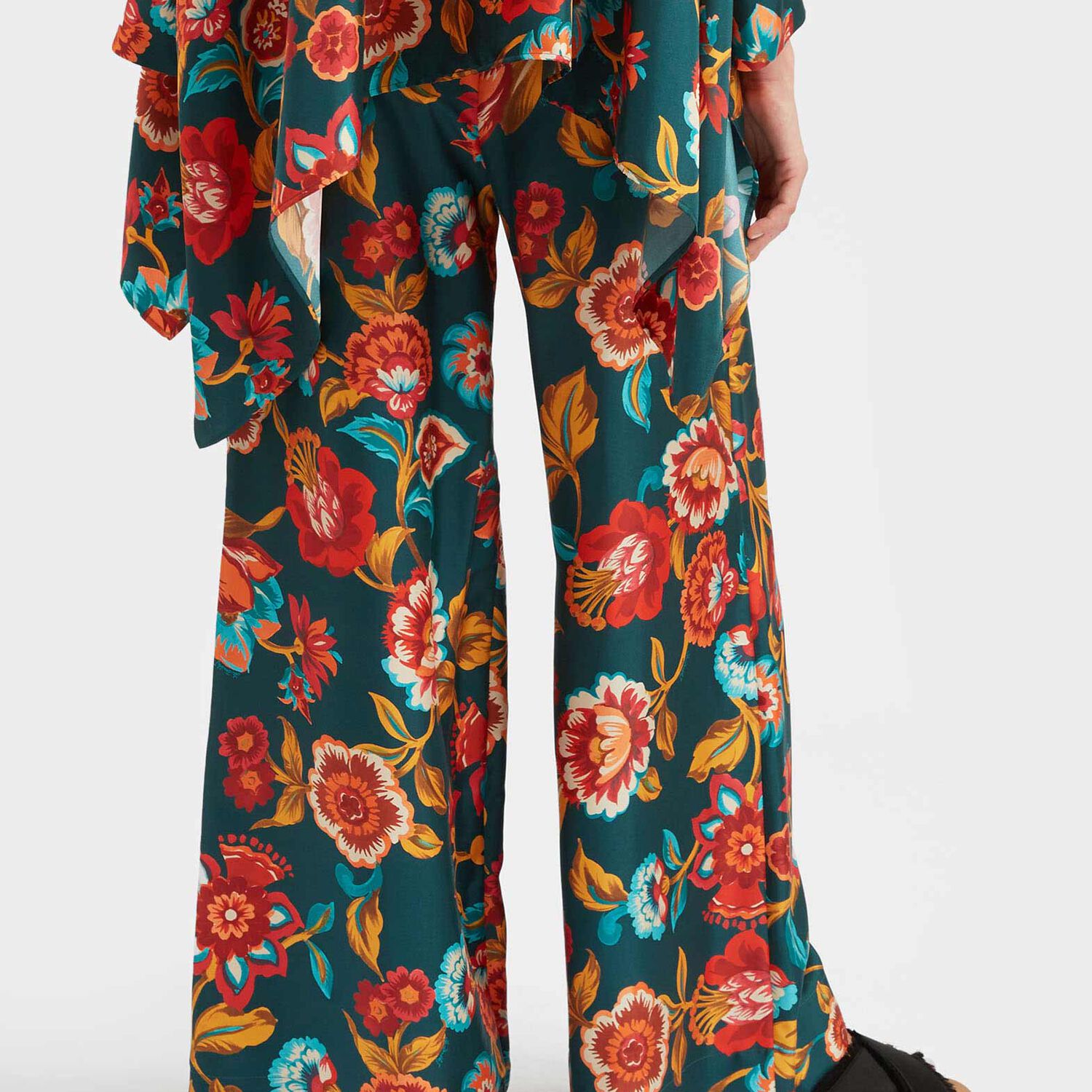 La Doublej Palazzo Pants In Hottie Emerald