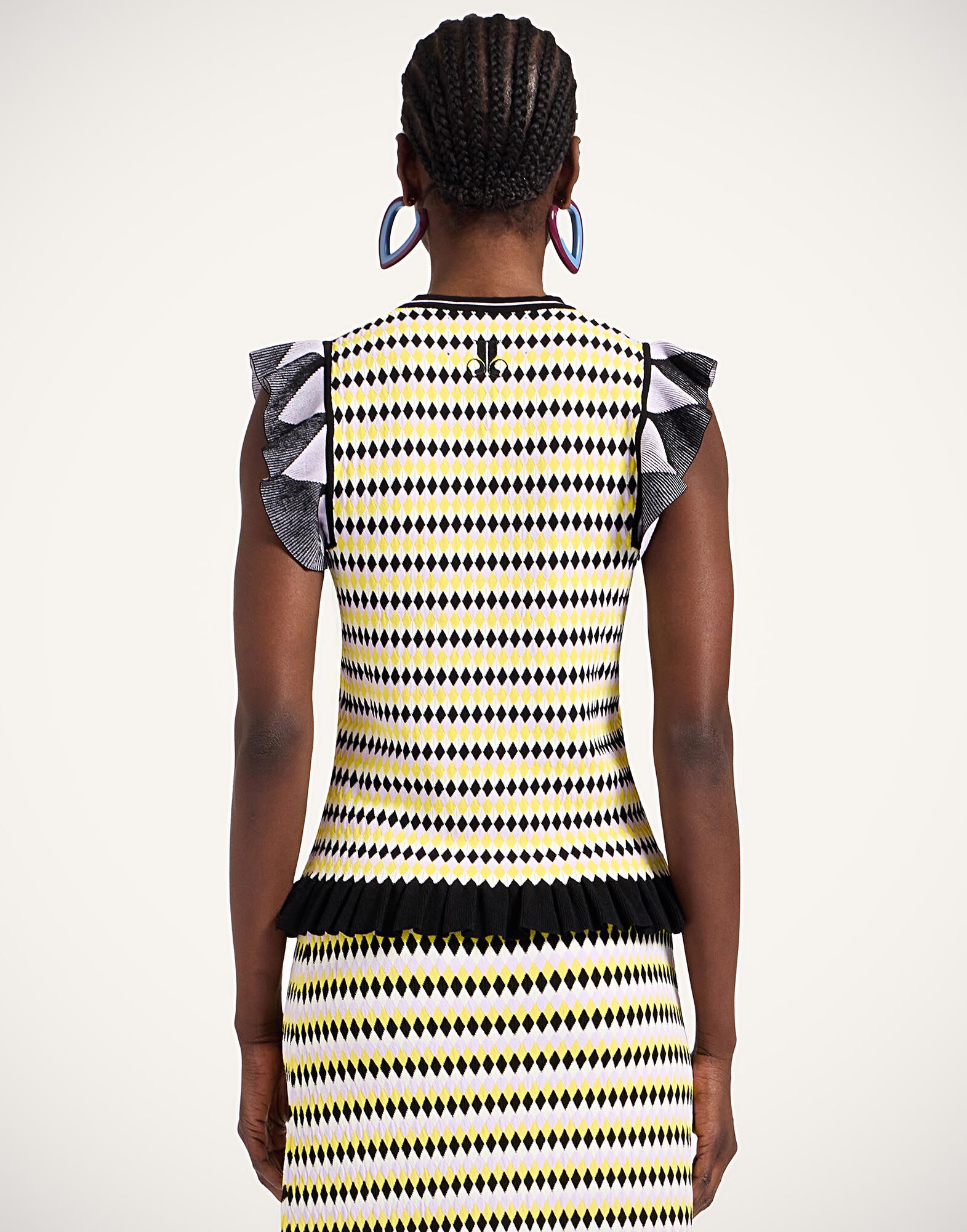 La DoubleJ Checkers Top Multicolor Yellow & Black PUL0267KNI159VA370YE02