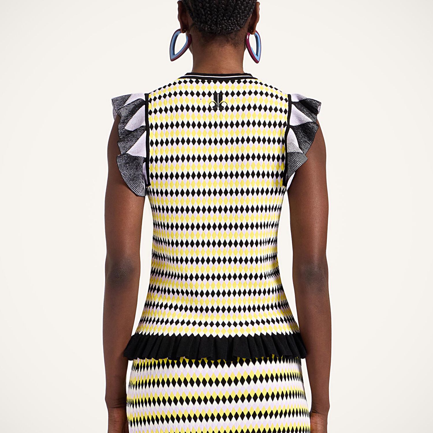  La Doublej Shirts & Tops Women - Checkers Top Multicolor Yellow & Black Xl 83% Viscose 17% Polyester 