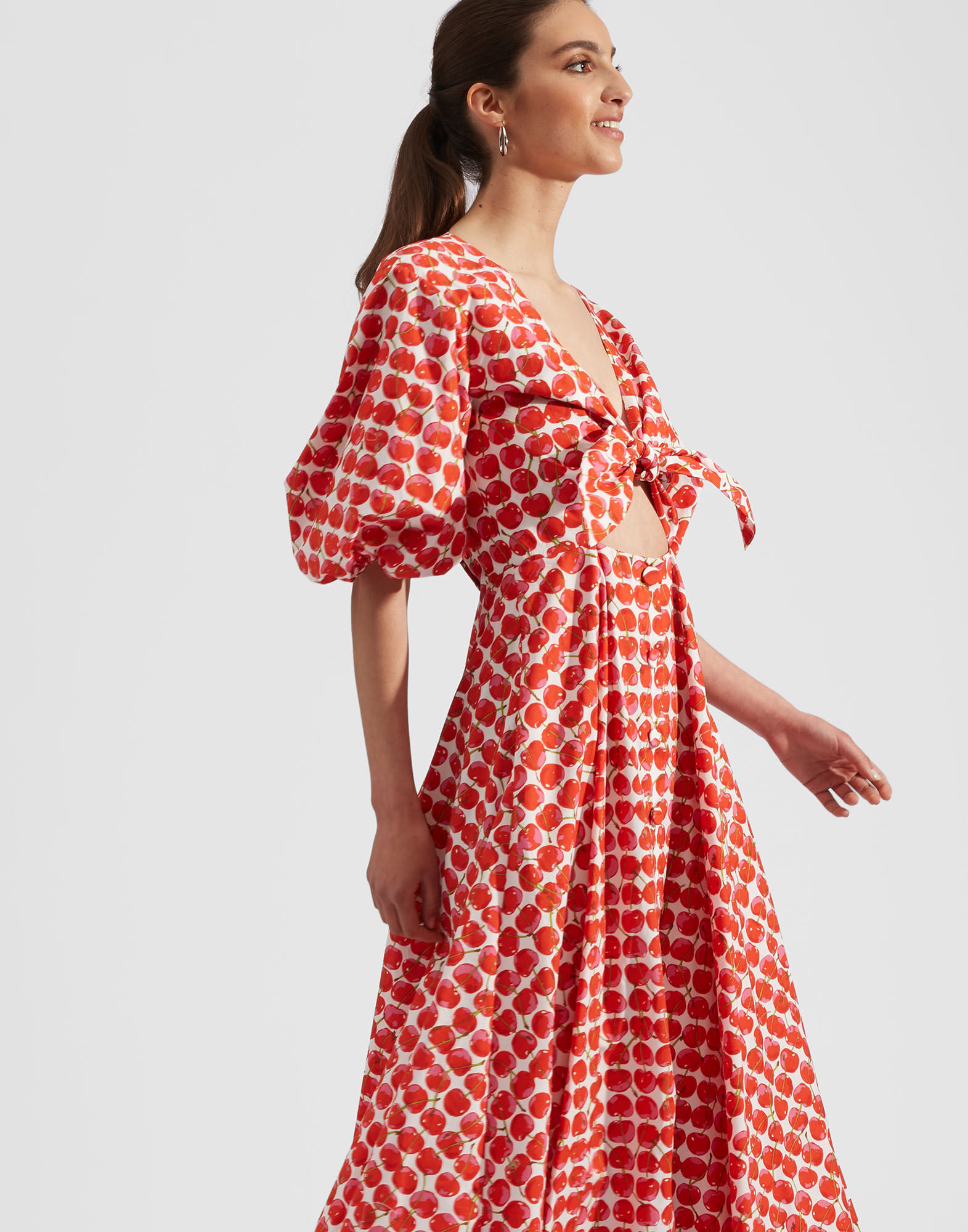 La DoubleJ Peek-A-Boo Dress White Cherries DRE0356COT001CHY0002