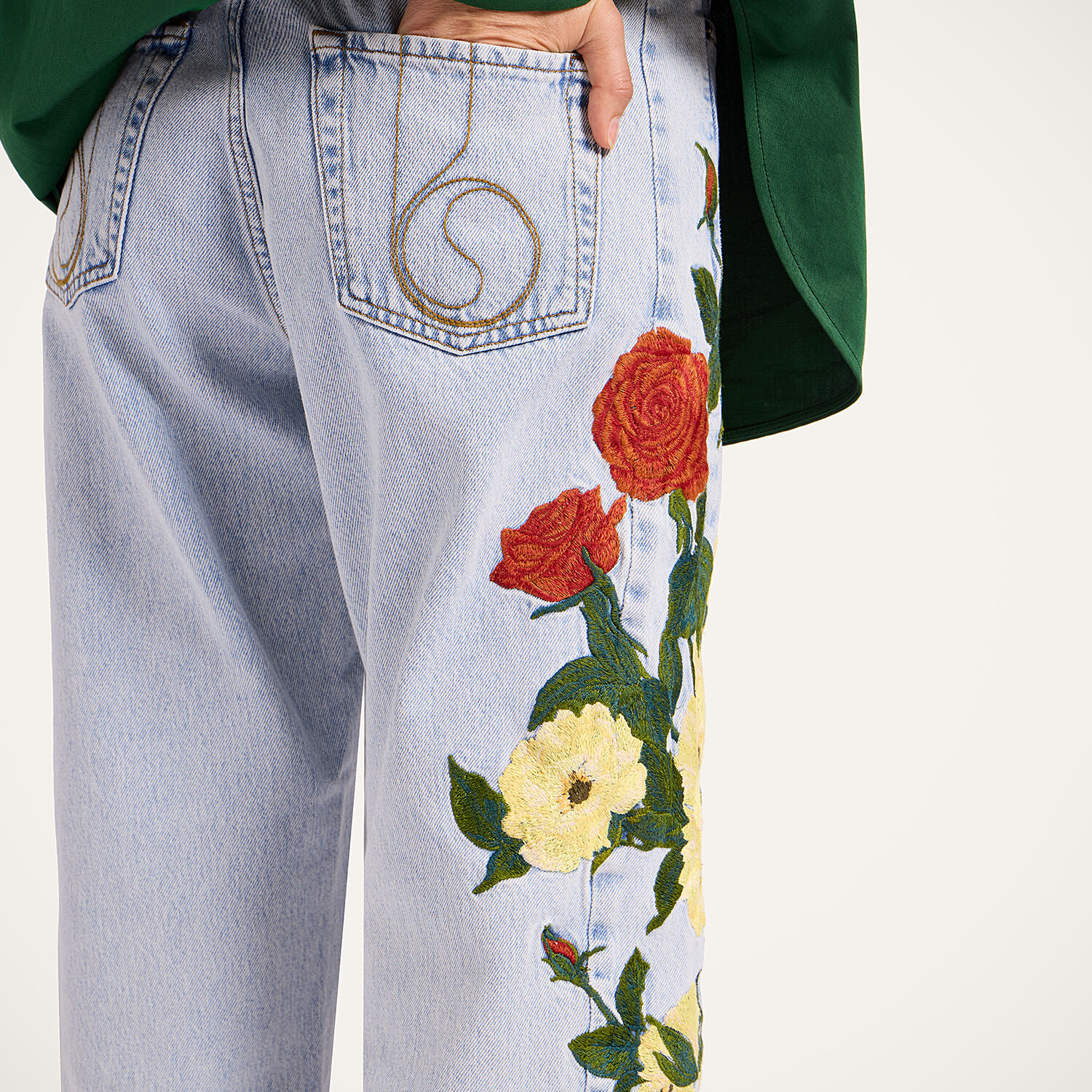  La Doublej J.j.'s Nantucket Suitcase Women - The Barrel Jean Bloomy Multicolor Red & Yellow 28 100% Cotton 