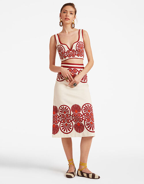 La DoubleJ Baia Skirt Medallion Placée Cream SKI0081COT037MED01WH03