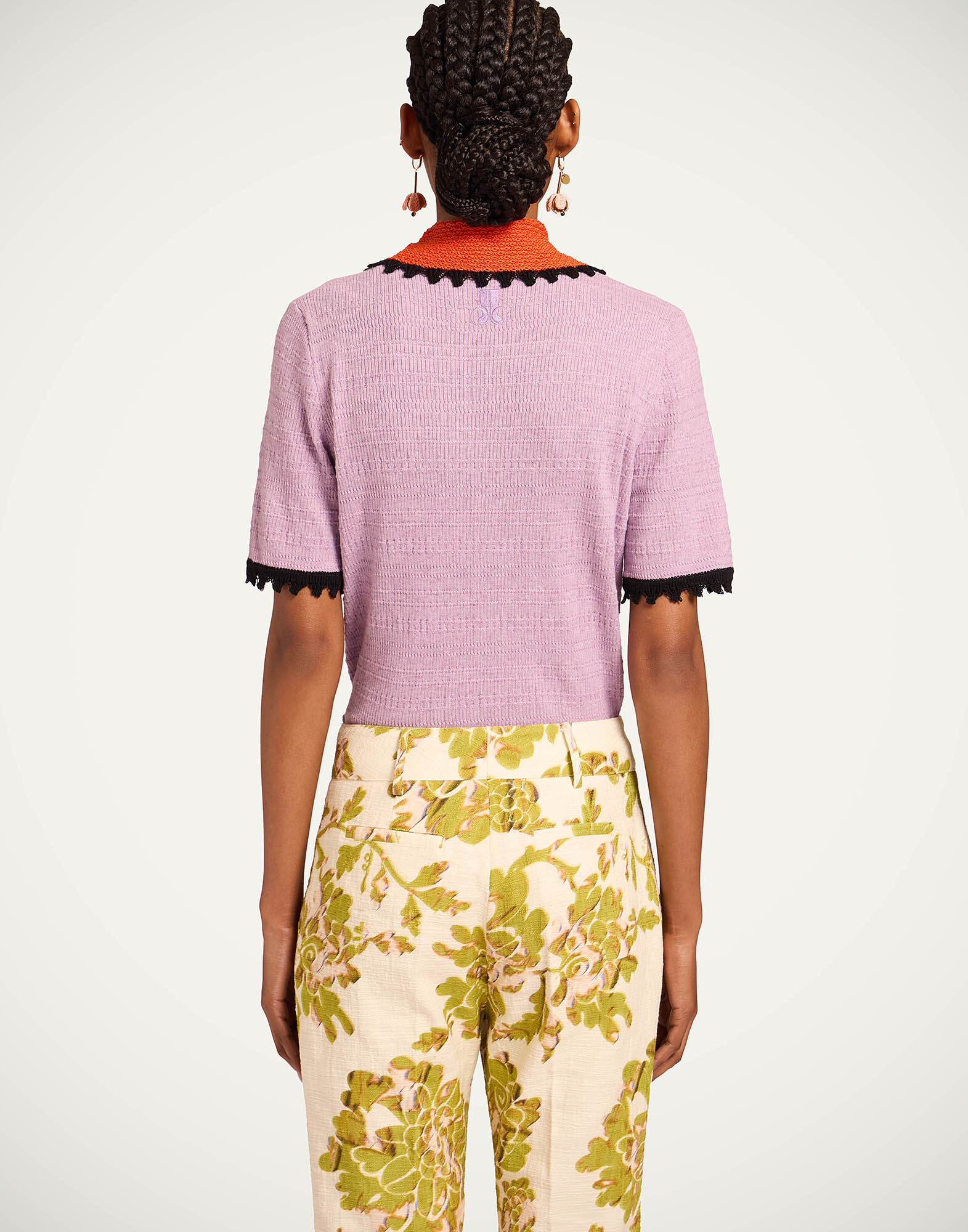 La DoubleJ Picket Polo Top Solid Lilac PUL0273KNI154SOLIDPU02